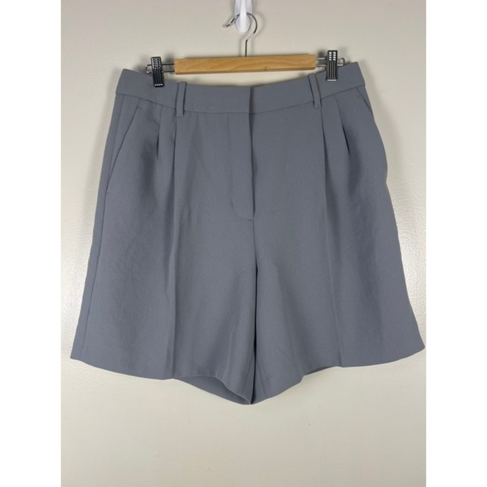 Aritzia Wilfred Effortless Short Crepette Riverstone Grey High Rise Pleated 12